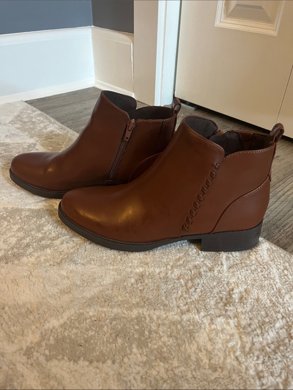 Easy Spirit Brown Side-Zip Ankle Booties